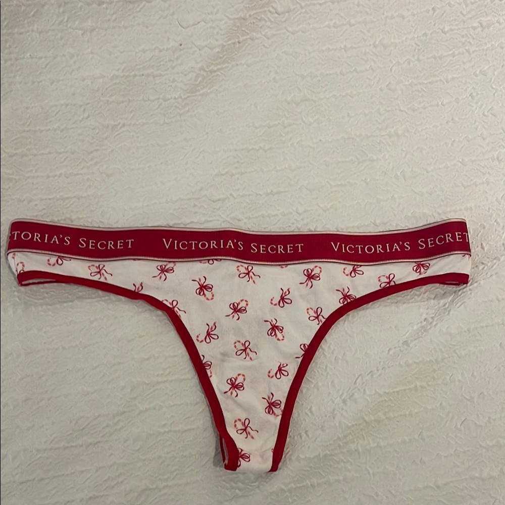 Victoria's Secret Red and White Bow Thong